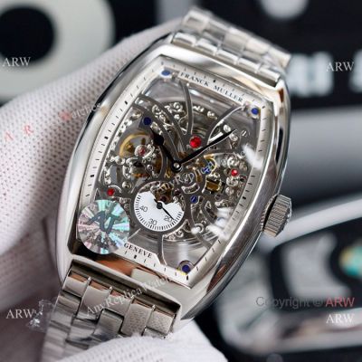 Copy Franck Muller Cintree Curvex Stainless Steel Skeleton Dial Watch 43mm